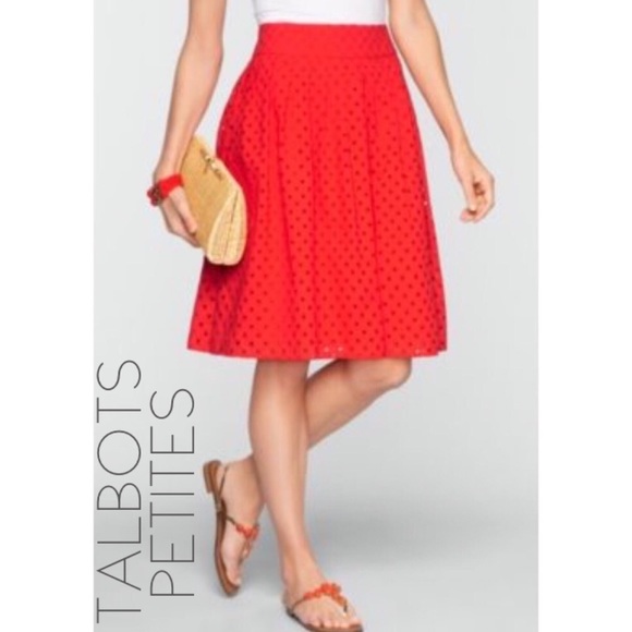 Talbots Dresses & Skirts - NWT Talbots red eyelet midi circle skirt 14 P